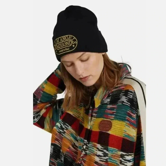 NWT PALM ANGELS X MISSONI HERITAGE BEANIE Black Yellow - Picture 4 of 8